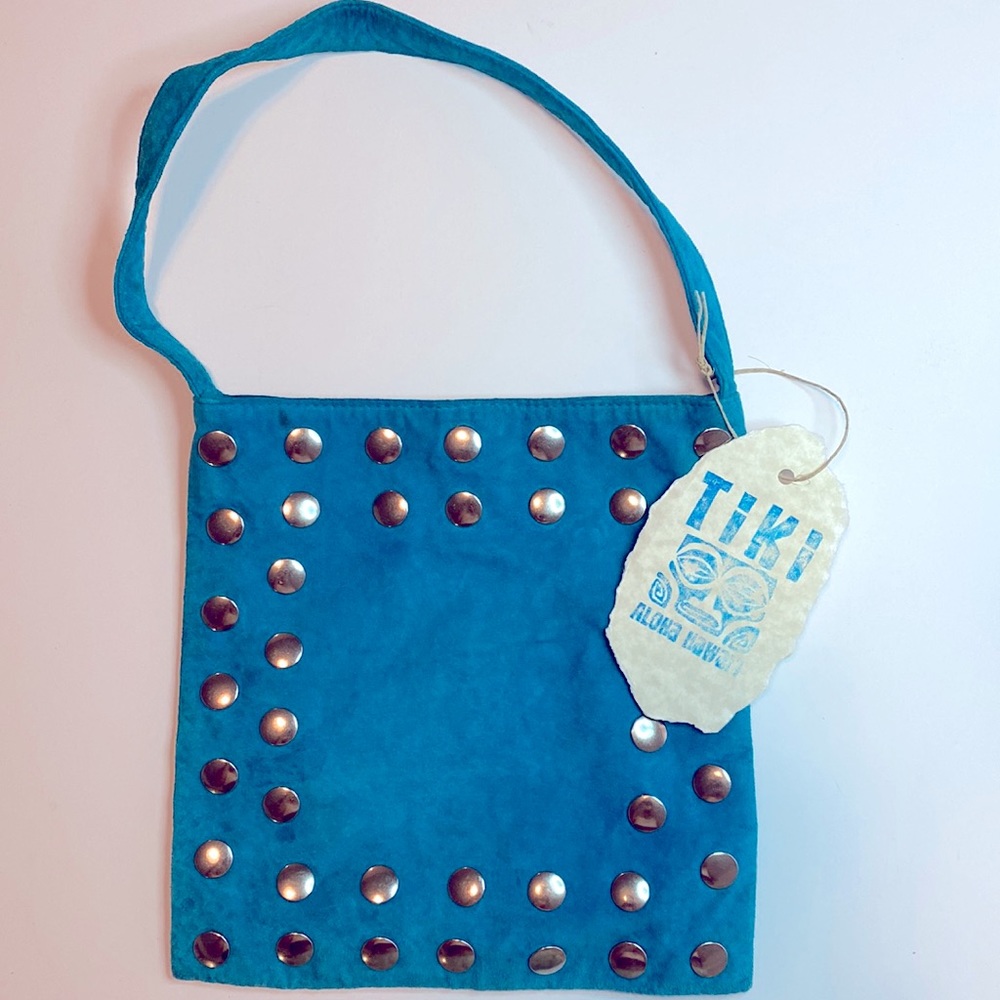 BEBE Studded Genuine Suede Turquoise Purse Rare Vintage ‘90’s